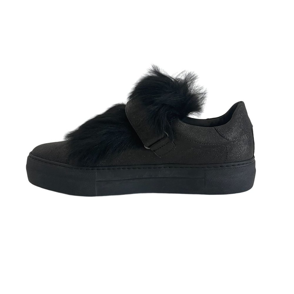 MONCLER Victoire Black Leather Sneaker With Fur Women's, UK 38, NWB - Picture 4 of 12